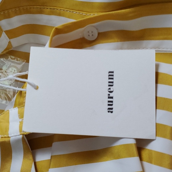 Aureum Gold Stripe Button Down Top Size Small - Picture 13 of 14